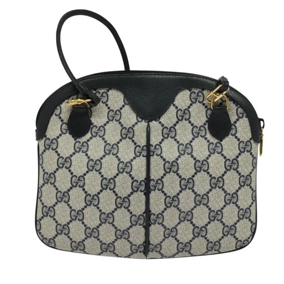 GUCCI GG Supreme Sherry Line Shoulder Bag PVC Navy Gold 904 02 047 Auth SW846 - Picture 2 of 16